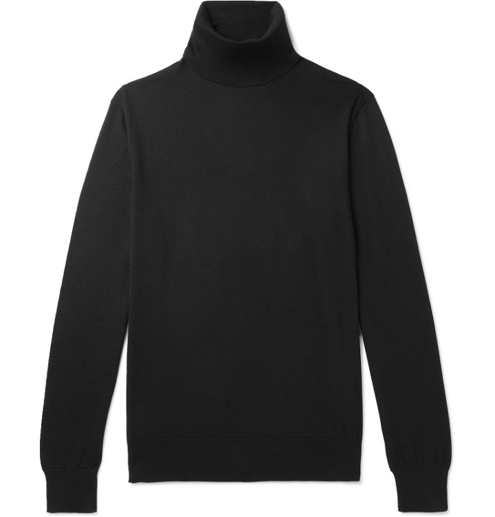 Photo: Ermenegildo Zegna - Slim-Fit Cashmere and Silk-Blend Rollneck Sweater - Black
