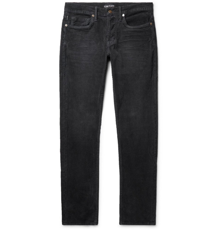Photo: TOM FORD - Slim-Fit Stretch-Cotton Corduroy Trousers - Men - Gray