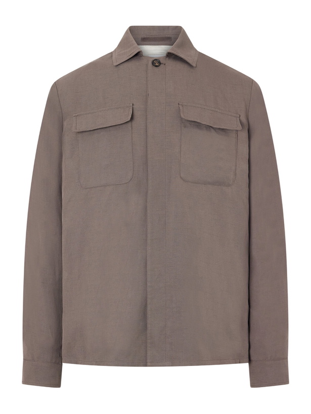 Photo: Eleventy - Lyocell and Linen-Blend Shirt - Brown