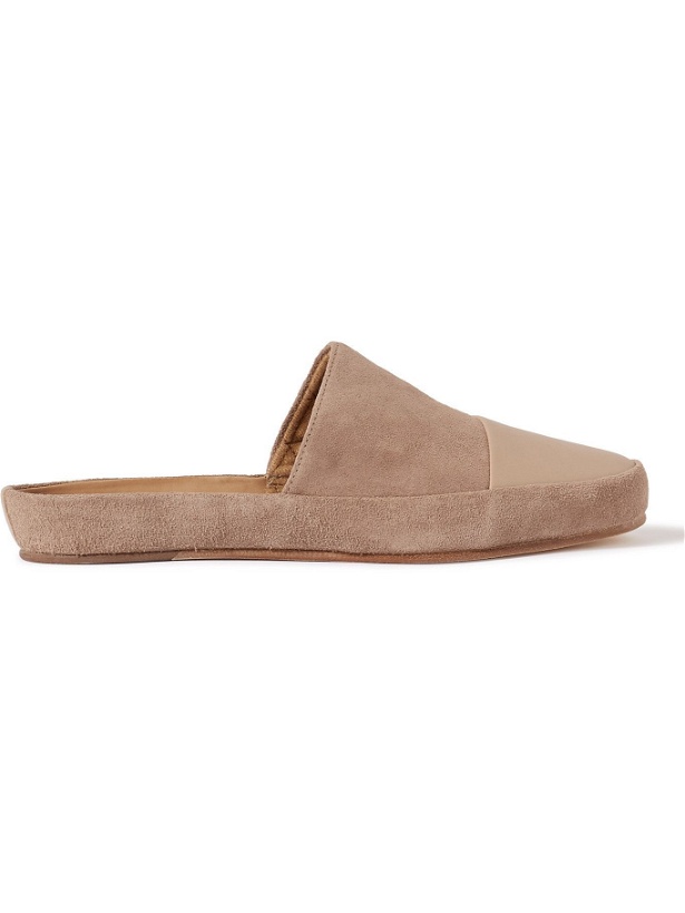 Photo: MULO - Leather-Trimmed Suede Slippers - Neutrals