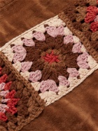STORY MFG. - Polite Oversized Crochet-Trimmed Organic Cotton-Velvet Sweatshirt - Brown - M