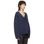 Bottega Veneta Blue Alpaca Wool V-Neck Sweater
