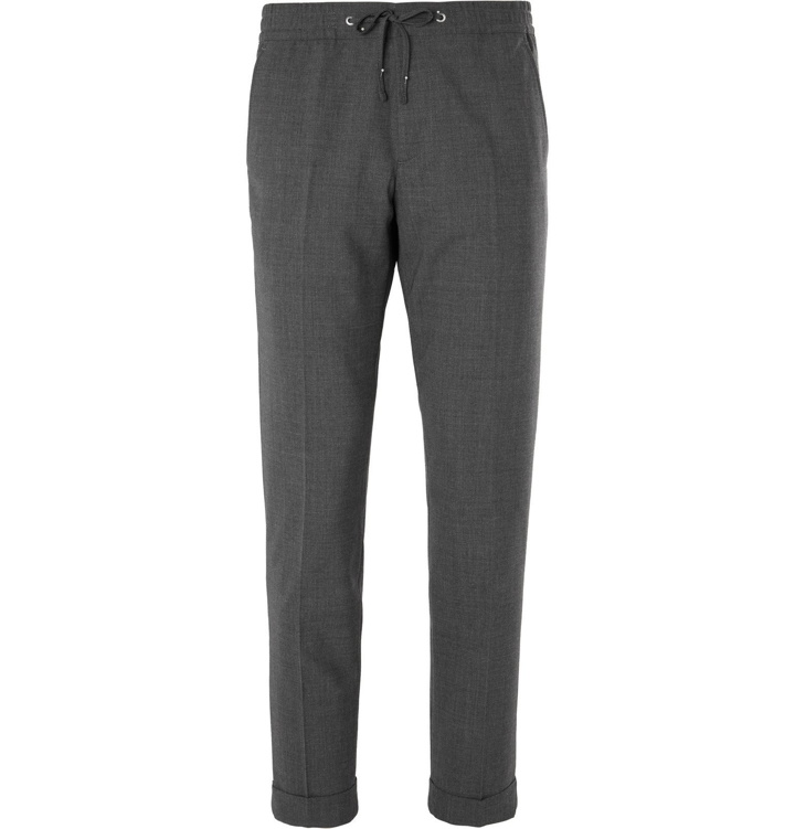 Photo: NN07 - Slim-Fit Tapered Cropped Woven Drawstring Trousers - Gray