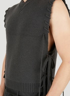 Laced Sleeveless Sweater in Black