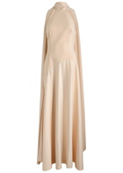 Solace London Cece Draped Satin and Crepe Maxi Dress Cream