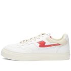 Stepney Workers Club Men's Pearl S-Strike Leather Sneakers in White/Red