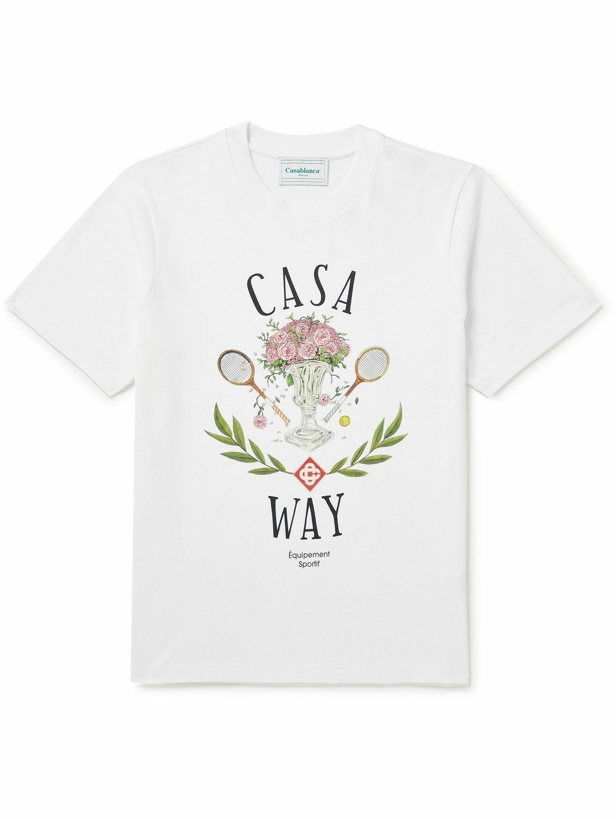 Photo: Casablanca - Casa Way Printed Organic Cotton-Jersey T-Shirt - White