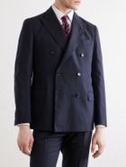Lardini - Double-Breasted Pintriped Wool Suit Jacket - Blue