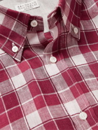 Brunello Cucinelli - Checked Linen and Cotton-Blend Shirt - Red