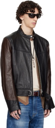 OUR LEGACY WORK SHOP Emporio Armani Black & Brown Grande Trix Leather Jacket