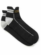 Zegna - Logo-Jacquard Stretch Cotton-Blend Socks - Black