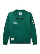 WTAPS - Logo-Embroidered Appliquéd Cotton-Jersey Half-Zip Sweatshirt - Green