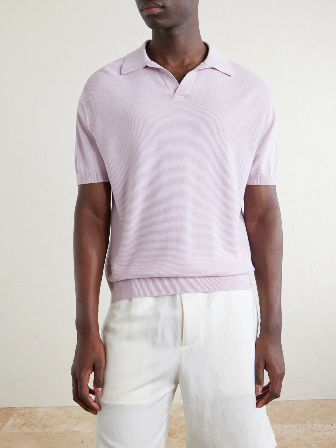 Canali - Cotton and Silk-Blend Polo Shirt - Purple