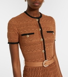 Self-Portrait Belted pointelle cotton-blend midi dress
