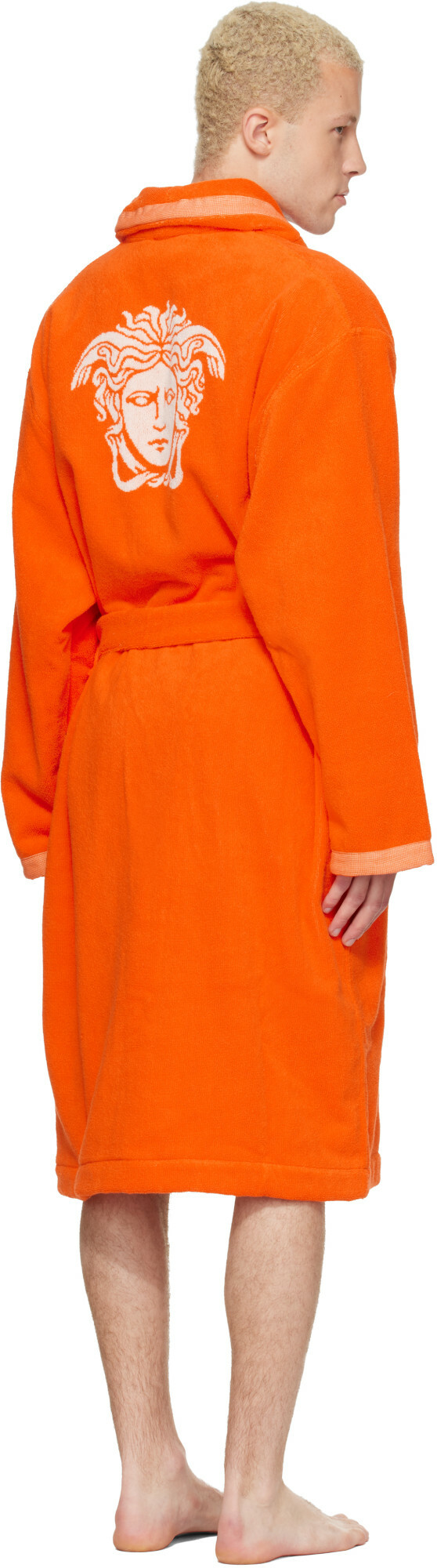 Versace Orange Cotton-Terry Jacquard Bathrobe