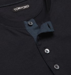 TOM FORD - Cotton-Jersey Henley T-Shirt - Blue