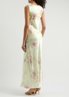 Loveshackfancy Suniva Floral-print Silk Maxi Dress Peach