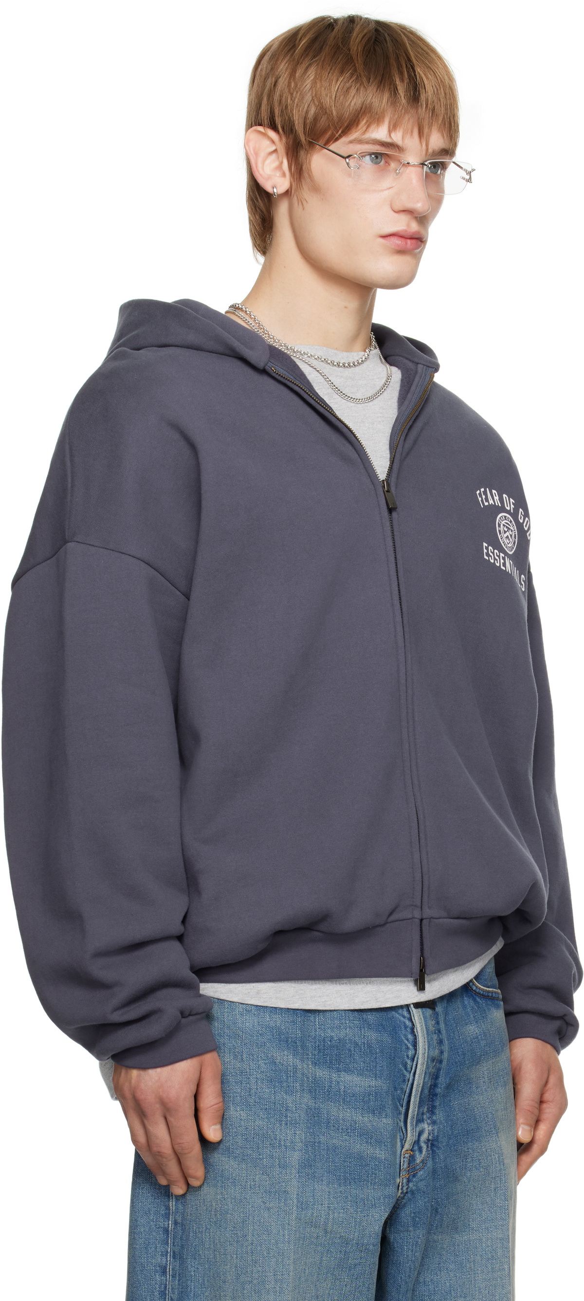 【ESSENTIALS】HEAVY FLEECE FULLZIP HOODIE 要在庫確認 Fear of God ESSENTIALS Navy Heavy Fleece Fullzip Hoodie Fear