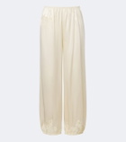 Dôen Yaria lace-trimmed silk satin balloon pants