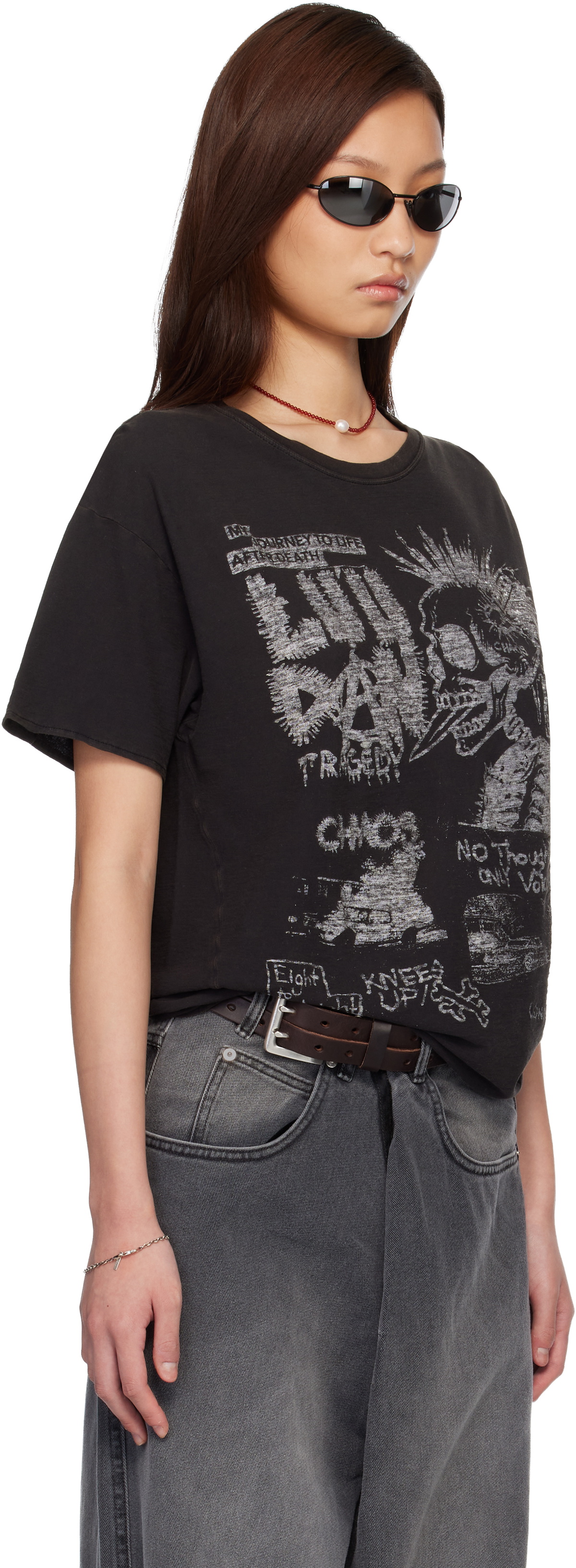 LU'U DAN Black Thrash T-shirt