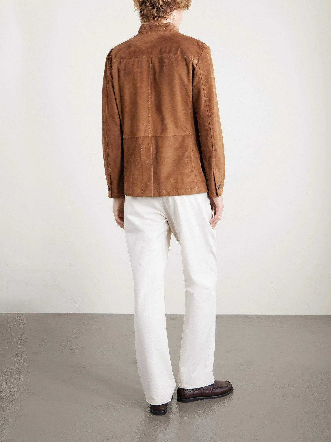 Eleventy - Slim-Fit Mandarin Collar Suede Jacket - Brown