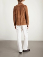 Eleventy - Slim-Fit Mandarin Collar Suede Jacket - Brown