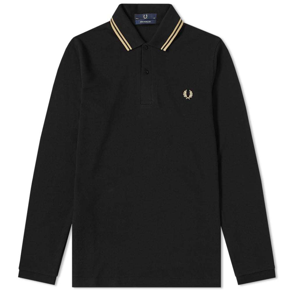 Fred Perry Reissues Long Sleeve Original Twin Tipped Polo Black Fred Perry