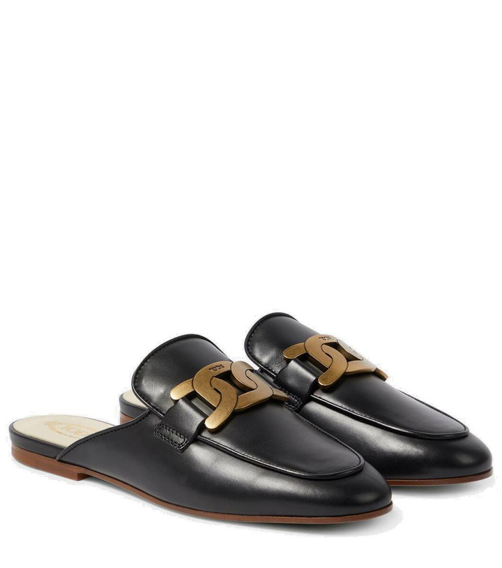 Photo: Tod's Logo leather slippers