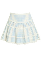 Loveshackfancy Coella Striped Stretch-knit Mini Skirt White And Blue