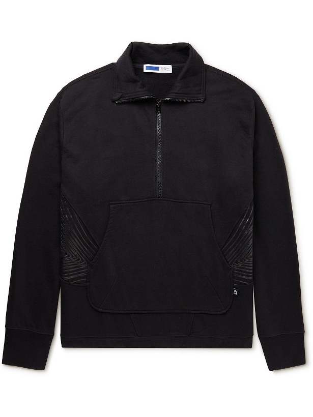 Photo: AFFIX - Audial Printed Cotton-Jersey Half-Zip Sweatshirt - Black