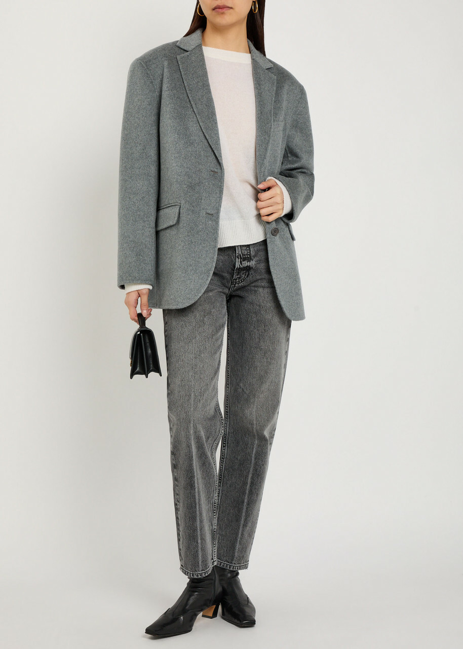 Anine Bing Quinn Wool and Cashmere-blend Blazer Grey
