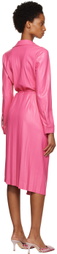 MSGM Pink Faux-Leather Midi Dress