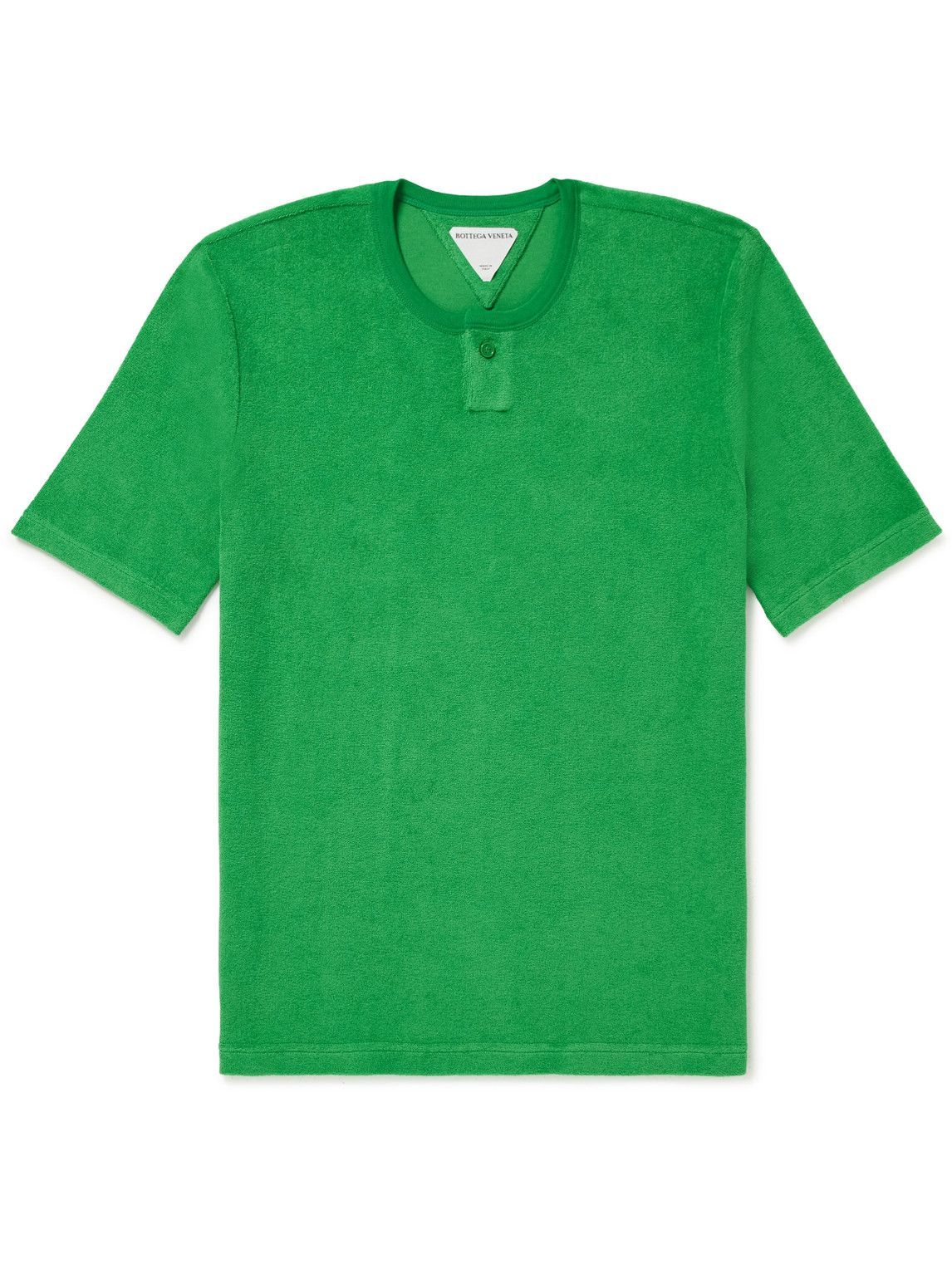 Tシャツ・カットソー BOTTEGA VENETA Men T-shirt Green 754683V39G0 3099 Bottega Veneta Green Cotton Double Layered Round Neck T