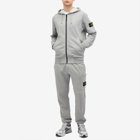 Stone Island Men's Cotton Fleece Garment Dyed Zip Hoodie in Melange Grey