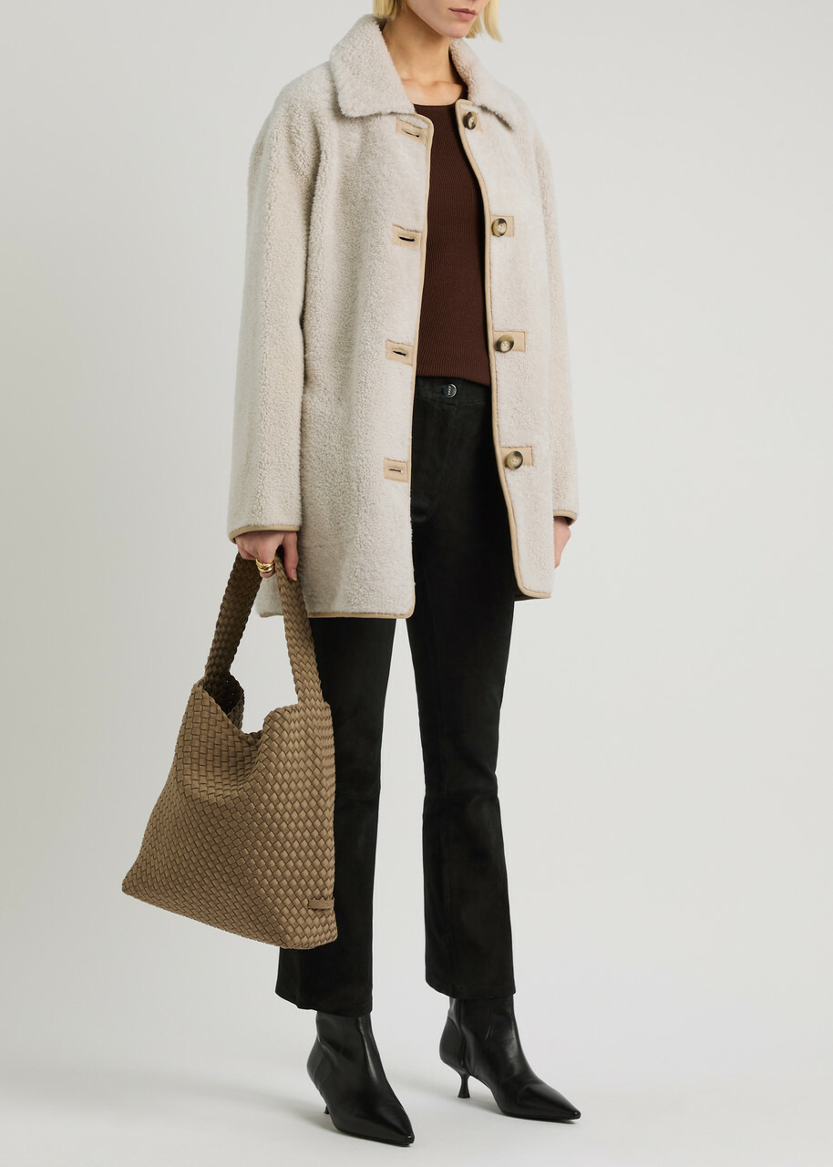Arma Elina Reversible Shearling and Leather Jacket Ecru
