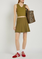 Spence Sport Pleated Knit Mini Tennis Skirt Green
