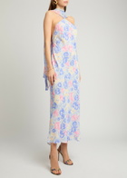Rixo Hayley Printed Scarf-effect Midi Dress Lilac