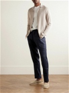Lardini - Straight-Leg Pleated Linen-Blend Twill Drawstring Trousers - Blue
