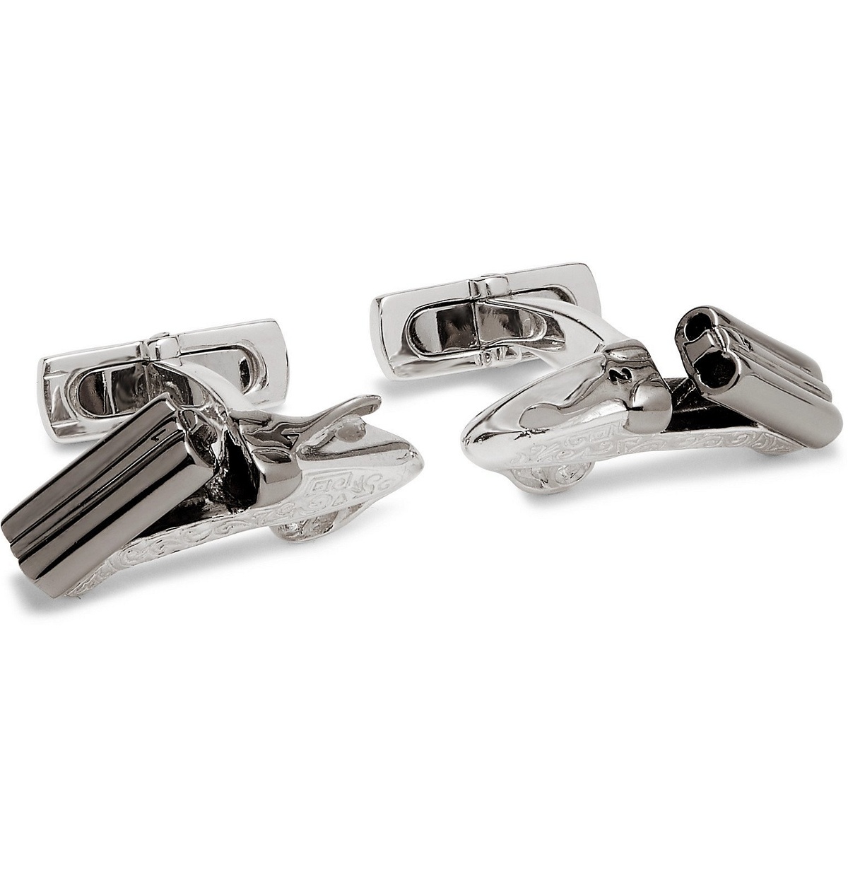 Photo: James Purdey & Sons - Side-By-Side Engraved Sterling Silver Cufflinks - Silver