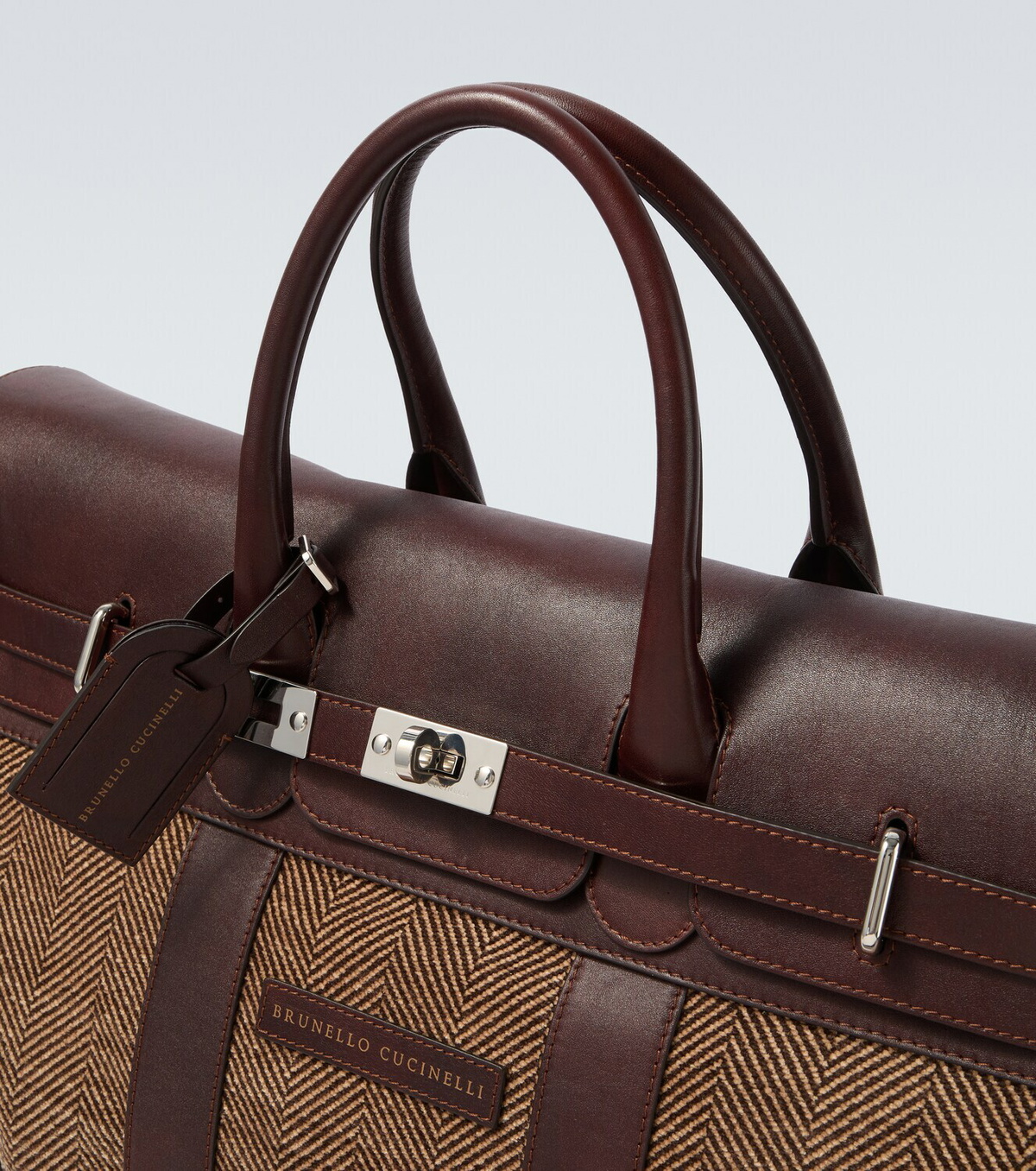 Brunello Cucinelli Leather-trimmed canvas duffel bag