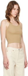 Re/Done Beige Hanes Edition Cropped Ribbed Tank Top