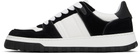 AMI Paris White & Black Leather Low-Top Walk Sneakers