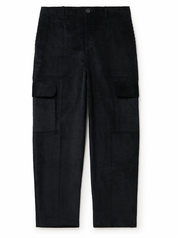 Photo: FRAME - Wide-Leg Cotton-Corduroy Cargo Trousers - Black