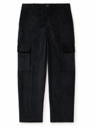 FRAME - Wide-Leg Cotton-Corduroy Cargo Trousers - Black