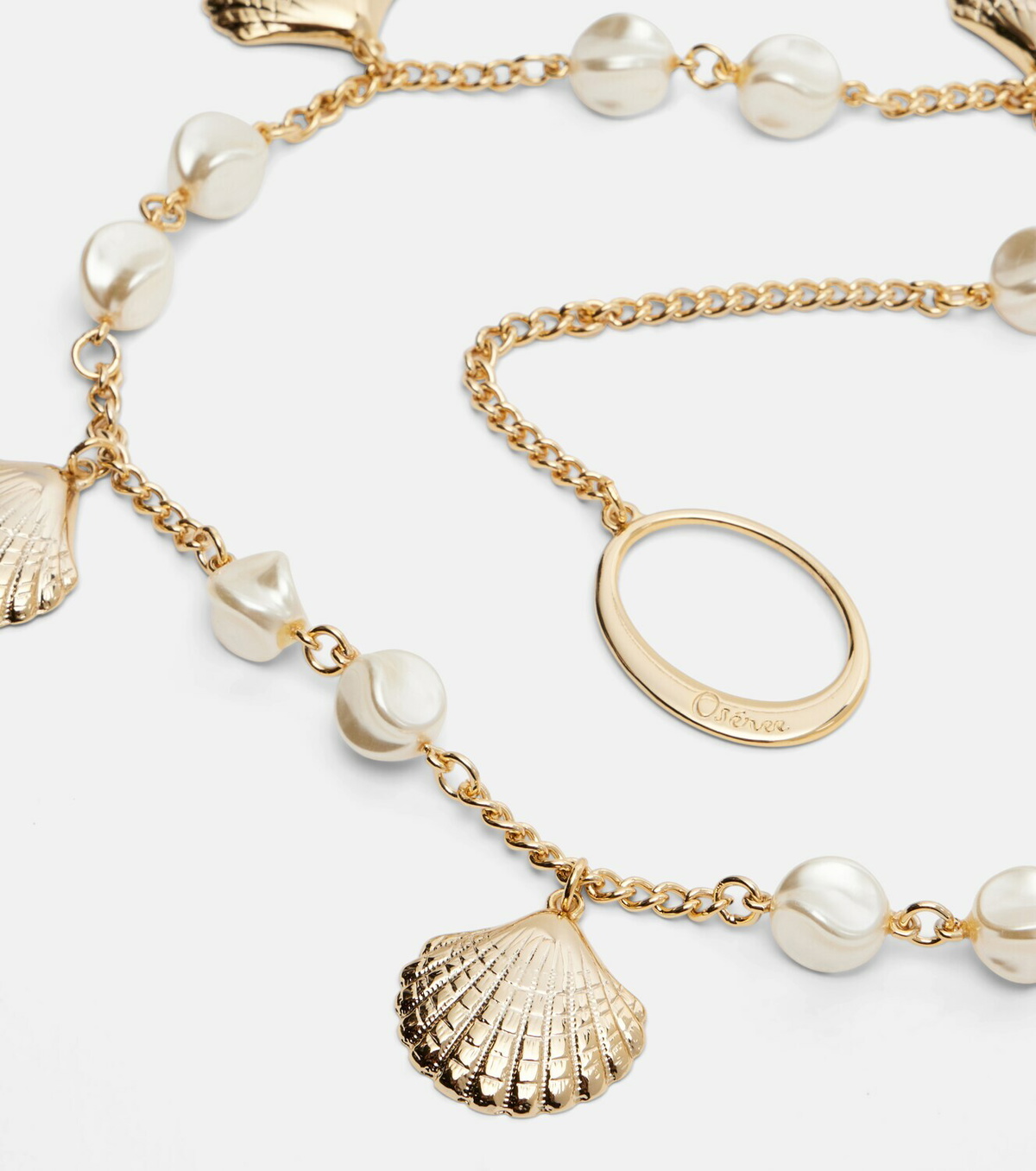 Oséree Shells embellished chain belt