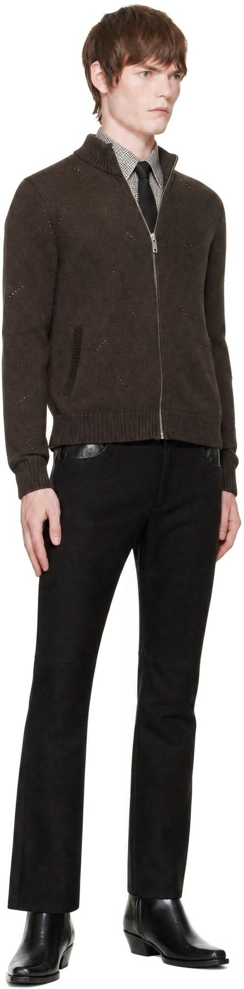 Ernest W. Baker SSENSE Exclusive Brown Crystal Embellished Track Jacket