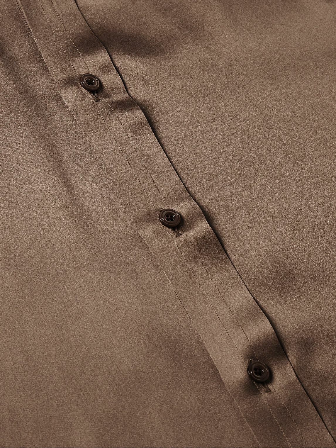 TOM FORD - Slim-Fit Silk-Satin Shirt - Brown TOM FORD