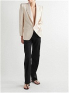 SAINT LAURENT - Slim-Fit Satin-Trimmed Silk-Twill Tuxedo Jacket - Neutrals