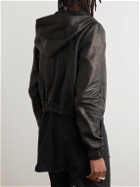 Rick Owens - Slim-Fit Leather Hooded Bomber Jacket - Black