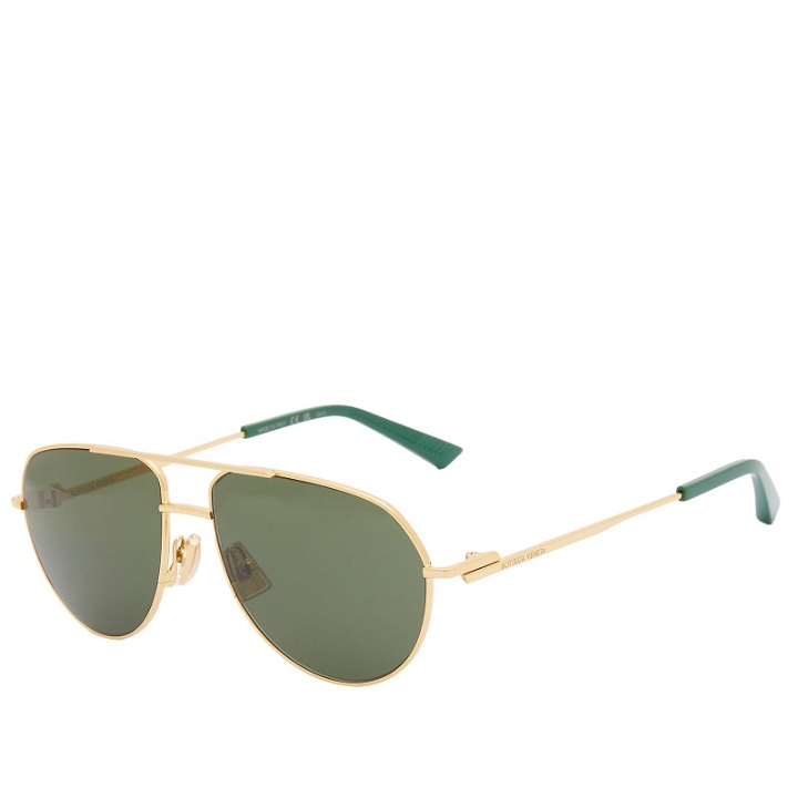 Photo: Bottega Veneta Eyewear Bottega Veneta BV1302S Sunglasses in Gold/Green 